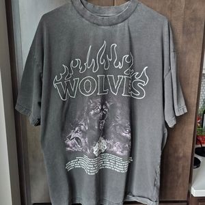 Darc Sport Cerberus V2 Wolves Premium Vintage Oversized Tee in Wolf Gray - Large